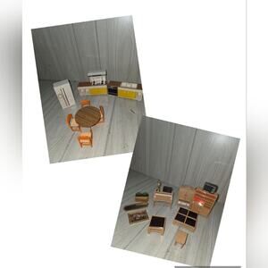 Vtg 70s Tomy Toys DollHouse Mini Furniture Kitchen Livingroom Missing Pieces